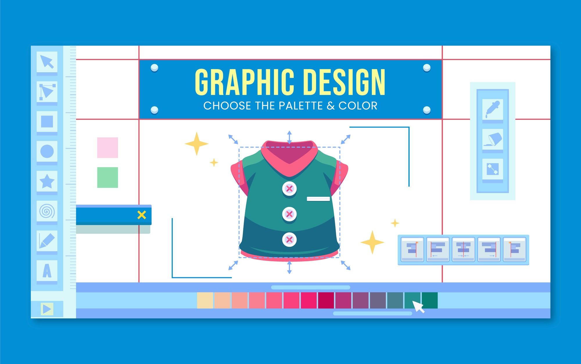 Vector editor on monitor with stitch preview